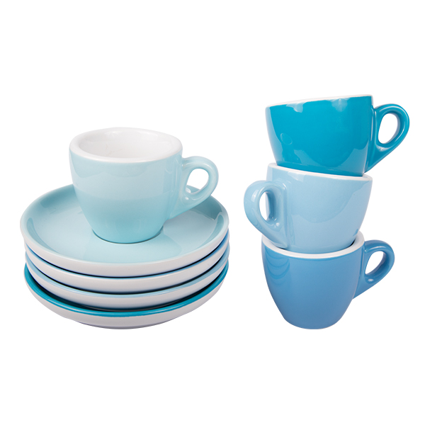 Espressotasse mit Untertasse, APS Porcelain,Colored Line Babyblau