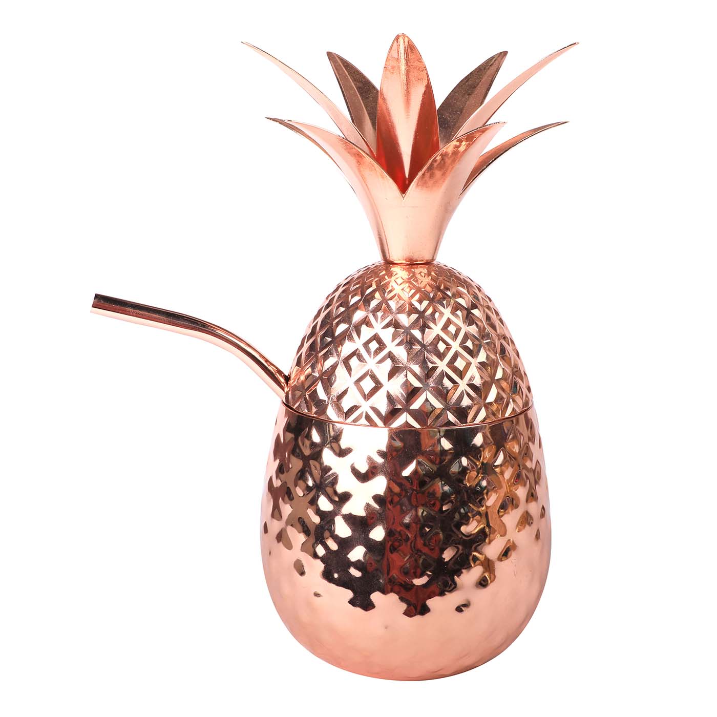 Metall Ananas Kupfer mit Trinkhalm - 710 ml