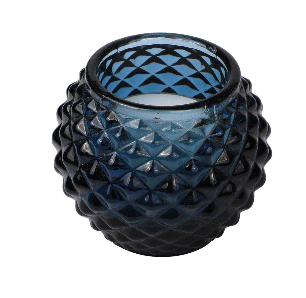Teelichtglas / Votive, Blau - Ø 7 cm | H 6,5 cm