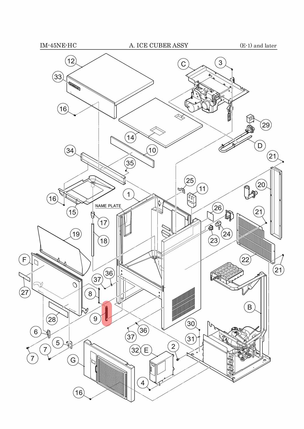 Feder für Tür, Hoshizaki, IM-45