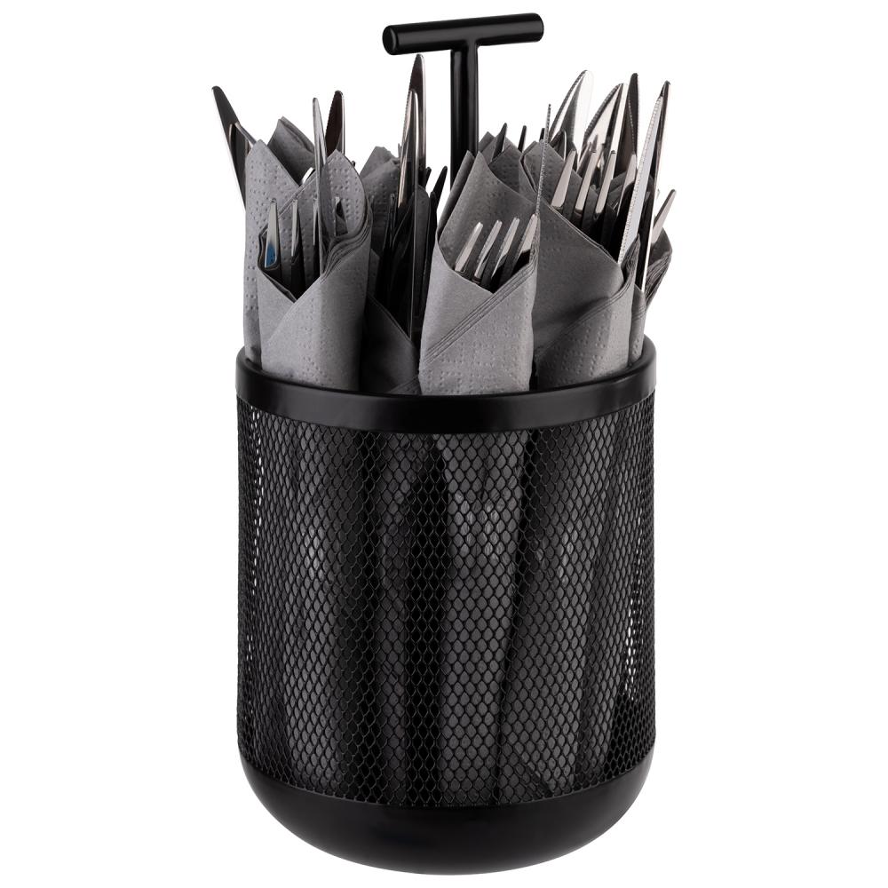 Besteckbehälter, APS, DART, Metall, Schwarz - Ø 12 cm | H 25 cm
