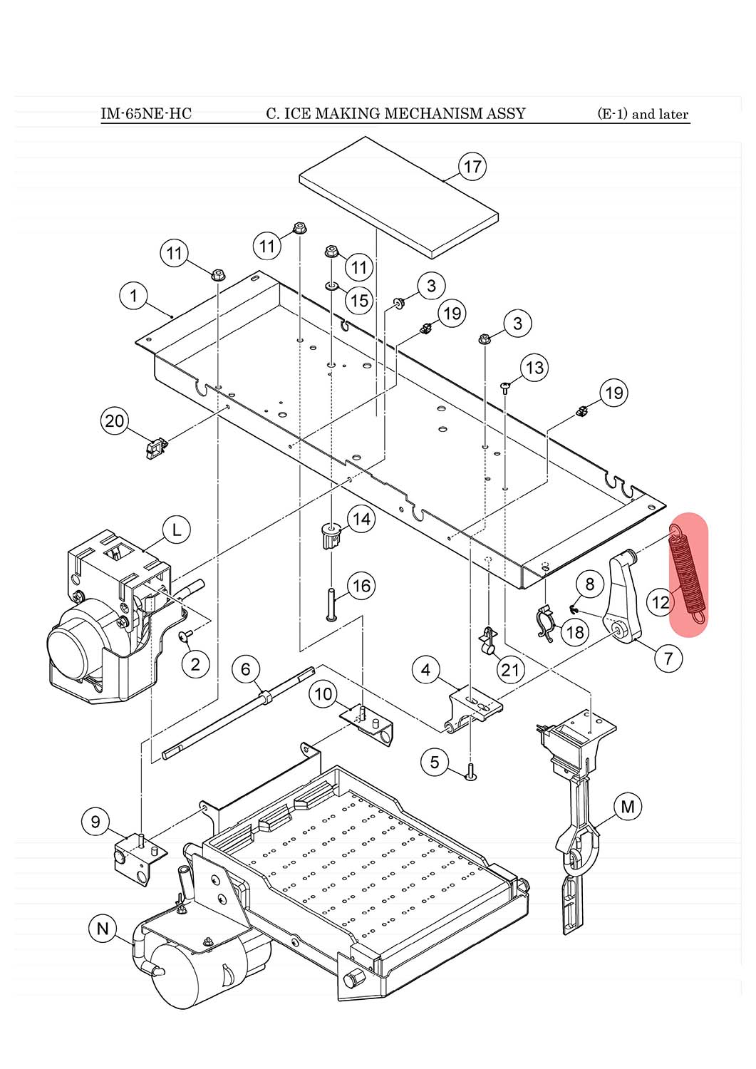 Feder für Wasserplatte, Hoshizaki, IM-65