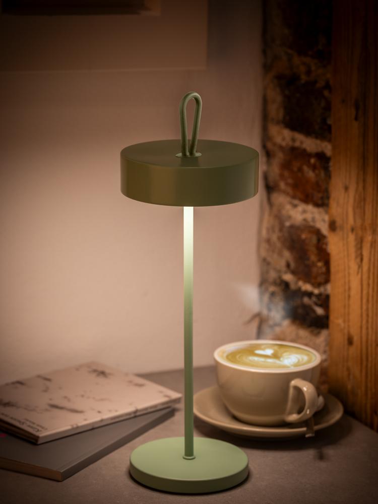 Akku LED-Tischlampe, APS, Cleo, Grün - 30,5cm