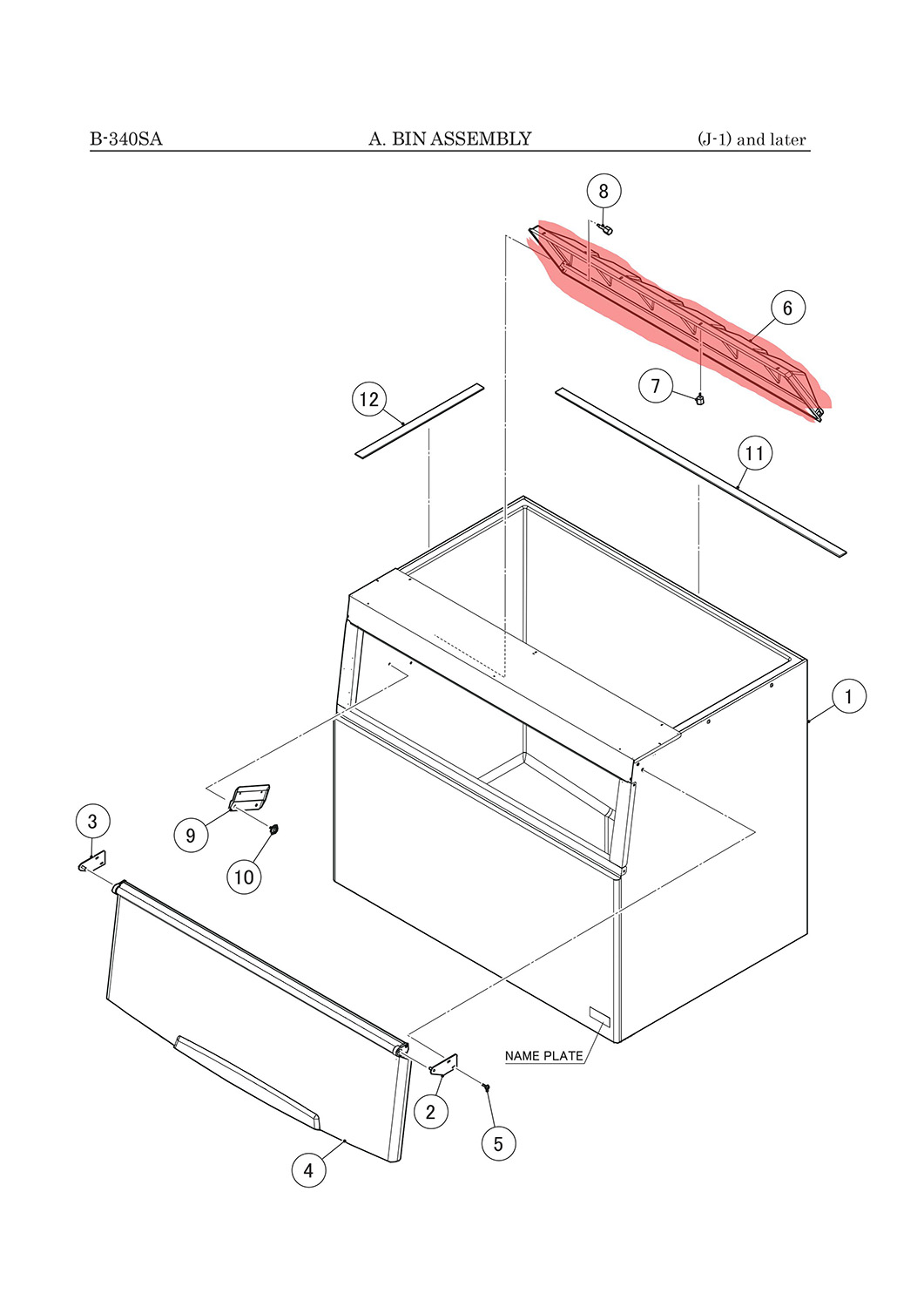 Schallwand/Baffle - 3 Hoshizaki für B-340SA