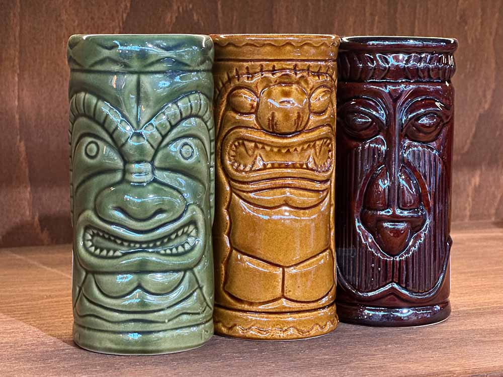 Tiki Becher 3er Set, Braun/Grün/Hellbraun, Porzellan - 250 ml