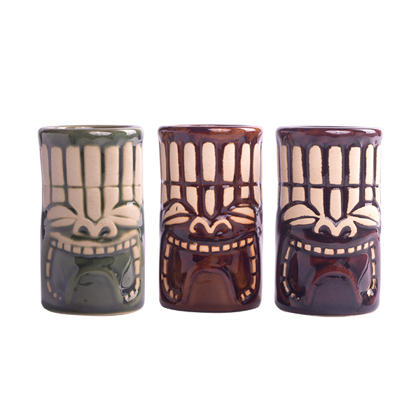 Tiki Shot 6er Set, APS Tiki, Porzellan, Khaki/Grün/Braun - 40 ml