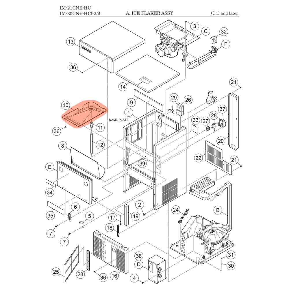 Ablaufwanne "fest", Hoshizaki, IM-21/IM-30