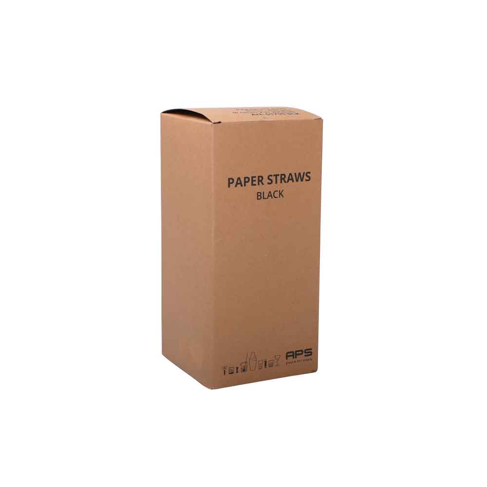Trinkhalme Schwarz, APS, 250 Stk. Papier - 8 mm x 250 mm