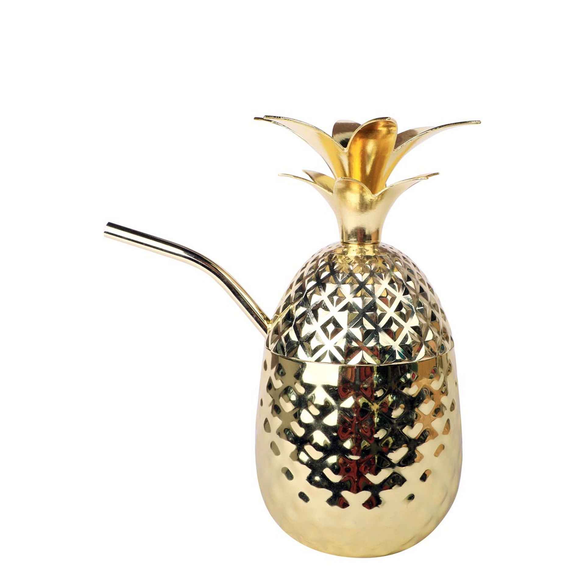 Metall Ananas Gold mit Trinkhalm, 47 Ronin - 455 ml