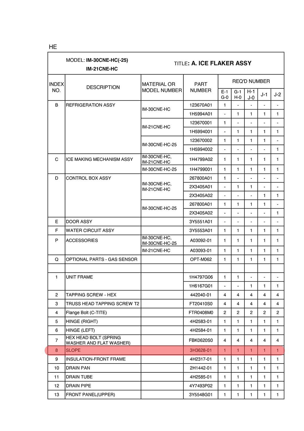 Innere Tür, Hoshizaki, IM-21/IM-30