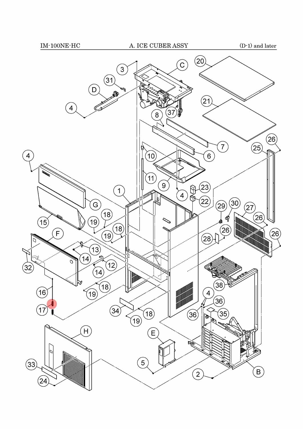 Feder für Tür, Hoshizaki, IM-65/IM-100/IM-130/IM-240