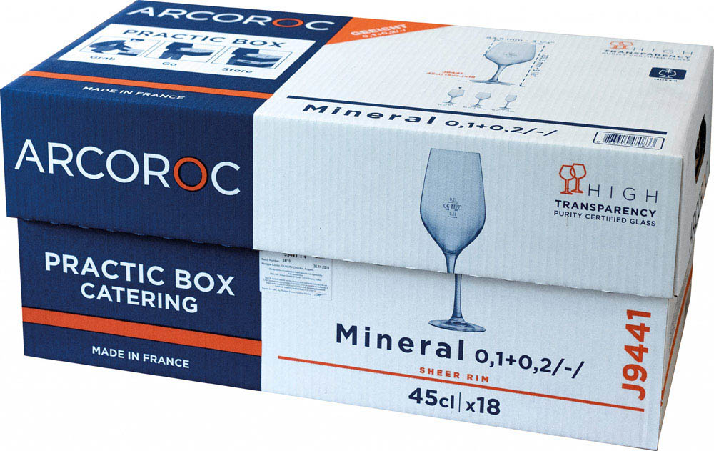 Weinglas, Arcoroc, Mineral, 18 Stück - Eichstrich: 0,1 l & 0,2 l