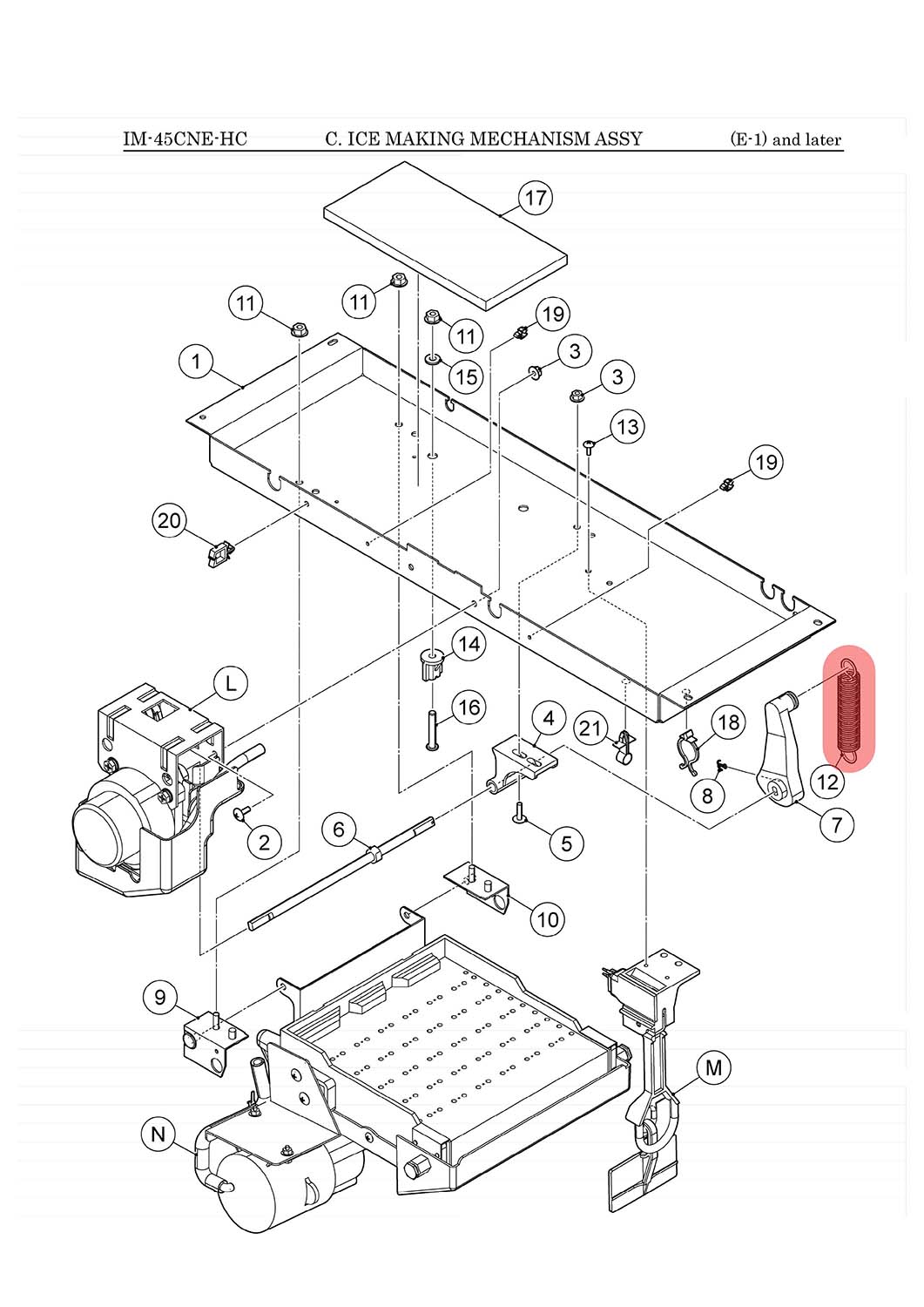 Feder für Wasserplatte, Hoshizaki, IM-45