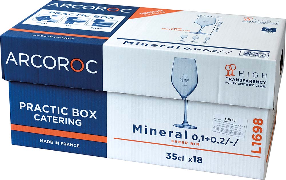 Weinglas, Arcoroc, Mineral, 18 Stück - Eichstrich: 0,1 l & 0,2 l