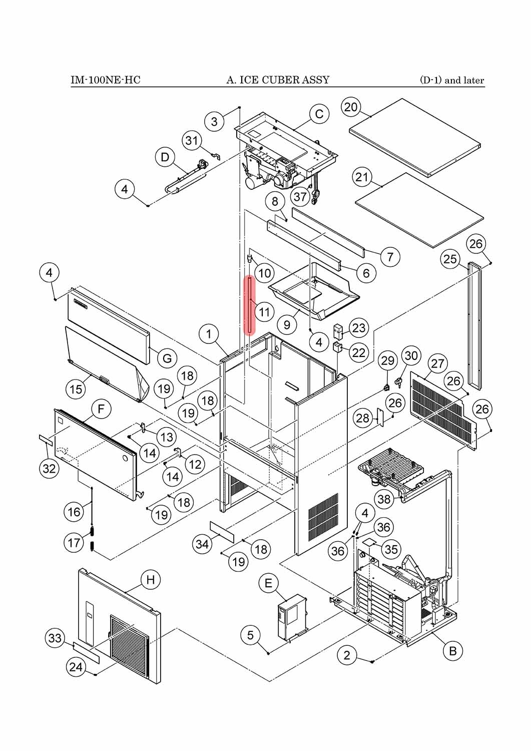 Ablaufrohr für Wasserwanne, Hoshizaki, IM-100/IM-130