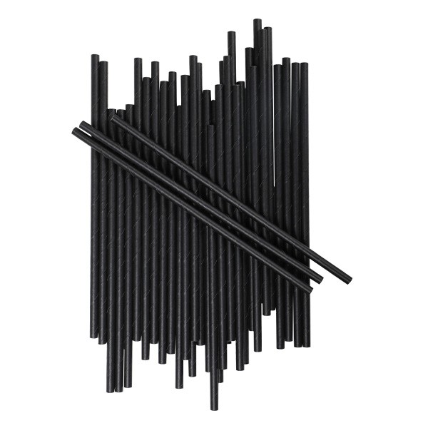Papier Trinkhalme, APS, 250 Stk. Schwarz - 6mm x 150mm