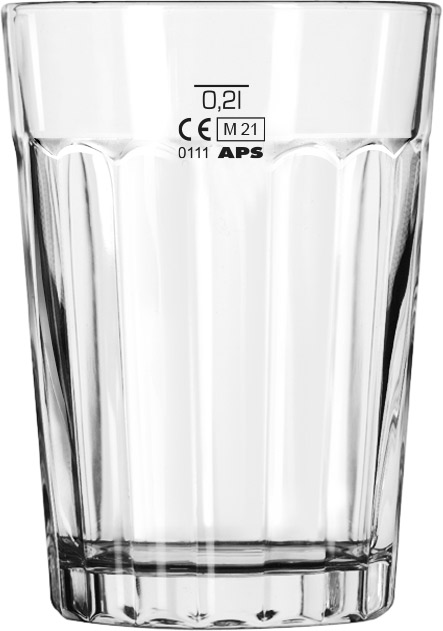 Saft- Wasserglas / Allroundglas, Onis, Facets - Eichstrich: 0,2 l