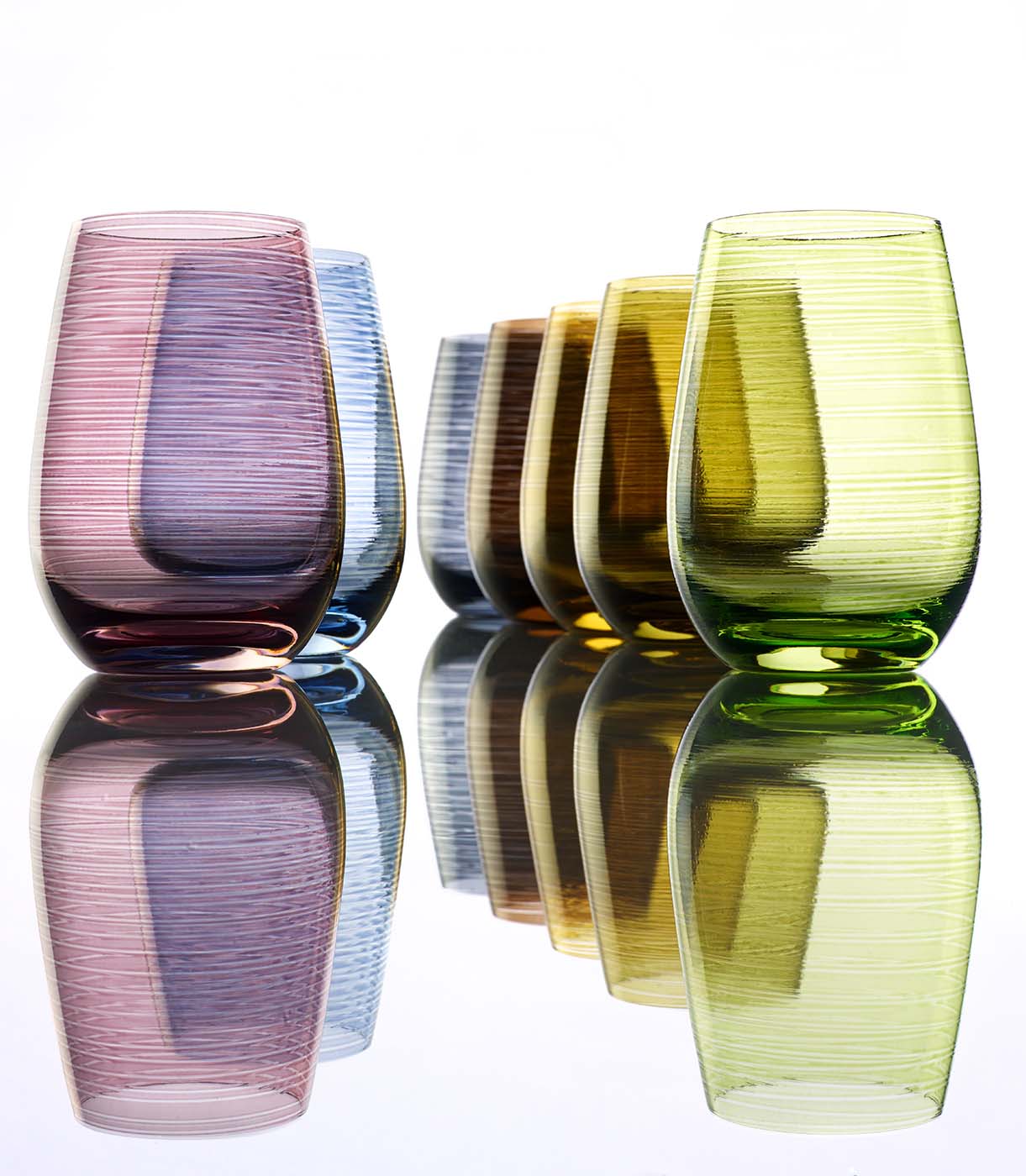 Glasbecher / Wasserglas, Stölzle, Twister, Blaugrau - 465 ml