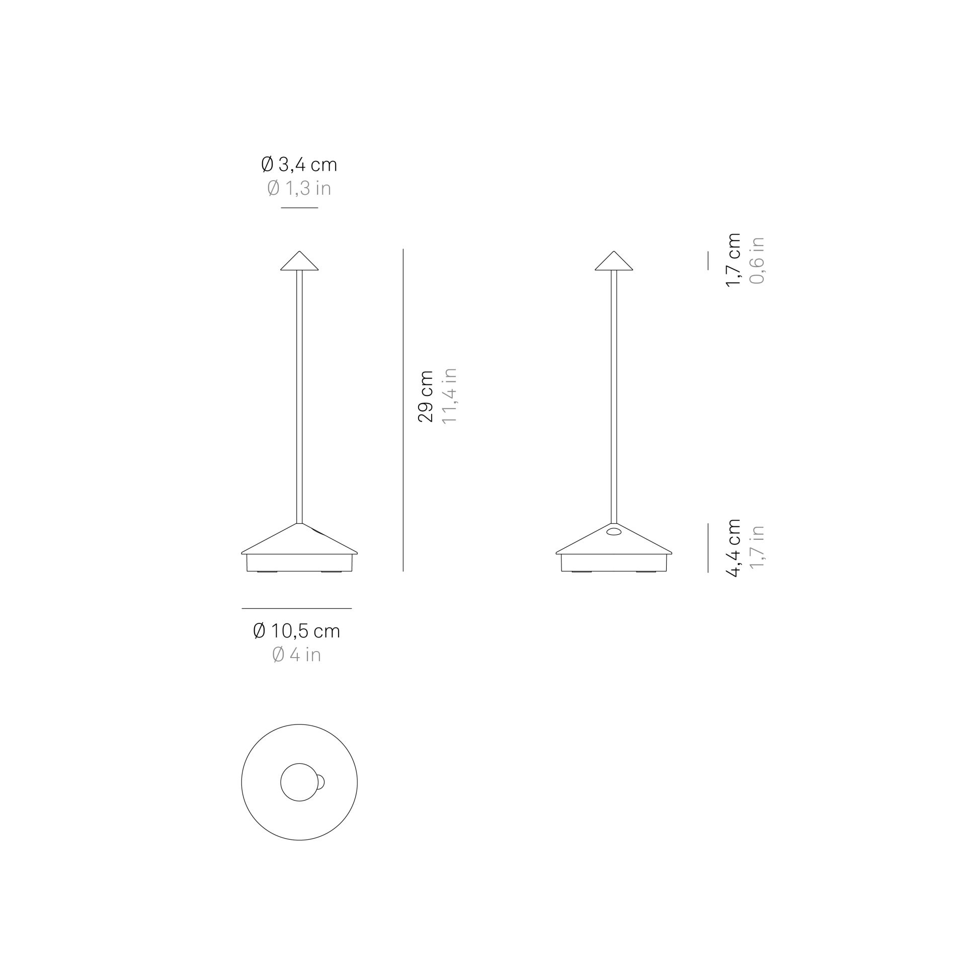 Akku LED-Tischlampe, zafferano, Pina Pro, Weiß - 29 cm