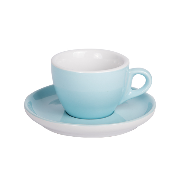 Kaffeetasse mit Untertasse, APS Porcelain, Colored Line Hellblau
