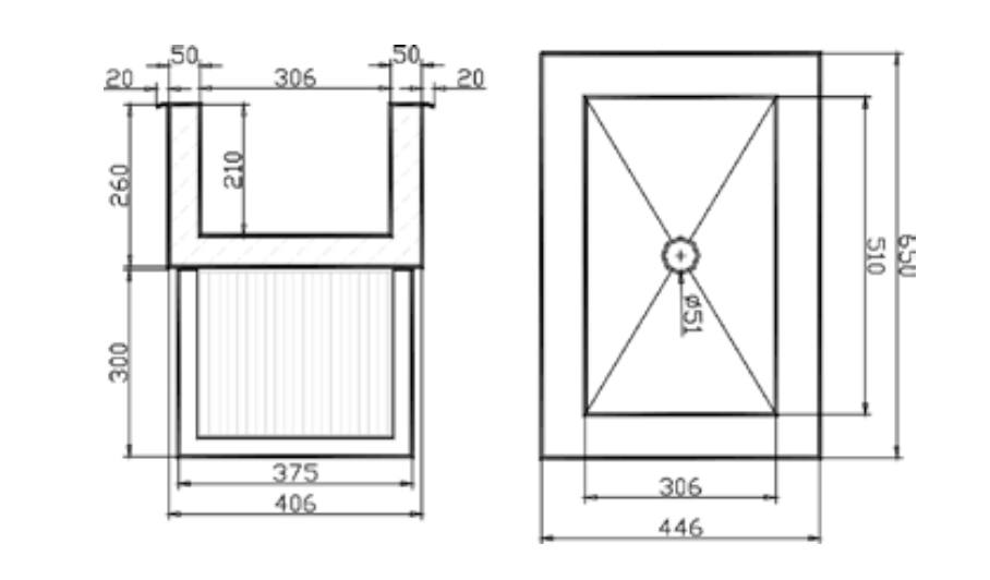 Eiswanne CNS innen 510 x 306 x 210 mm, isoliert, Einbau