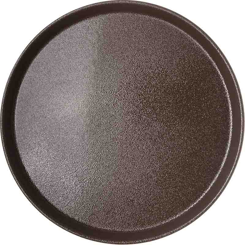 Serviertablett / Kellnertablett, Fiberglas, Braun - Ø 35,56 cm