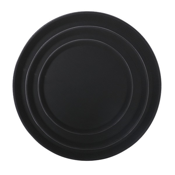 Serviertablett / Kellnertablett, Fiberglas, Schwarz - Ø 36 cm
