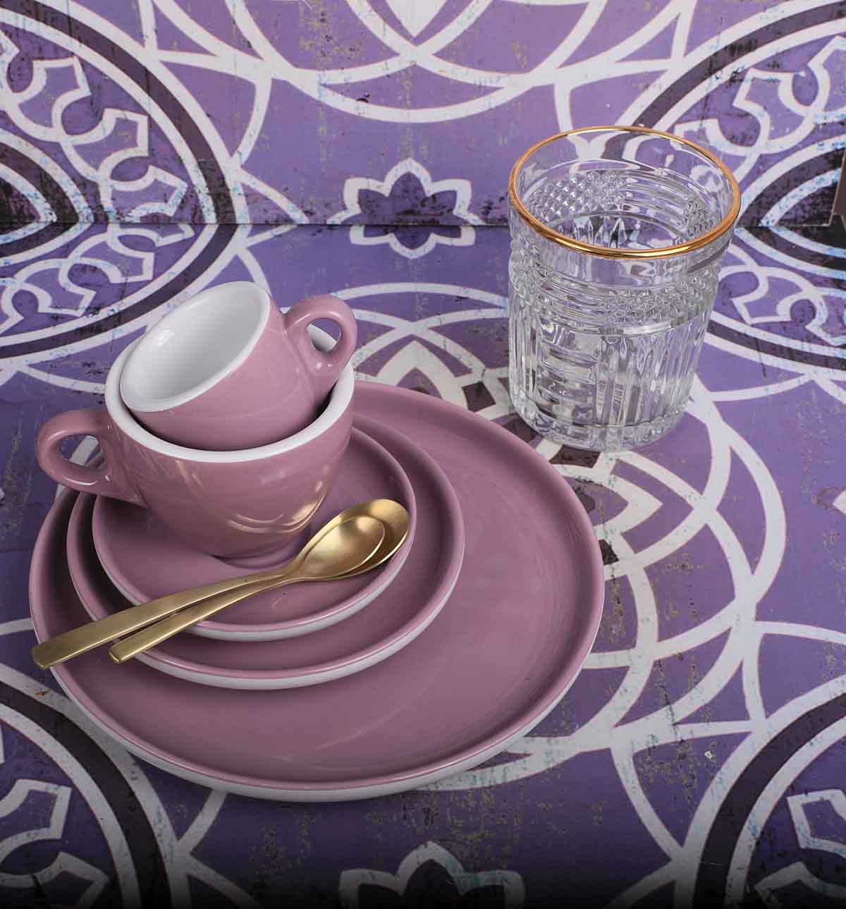 Espressotasse mit Untertasse, APS Porcelain, Colored Line Lila