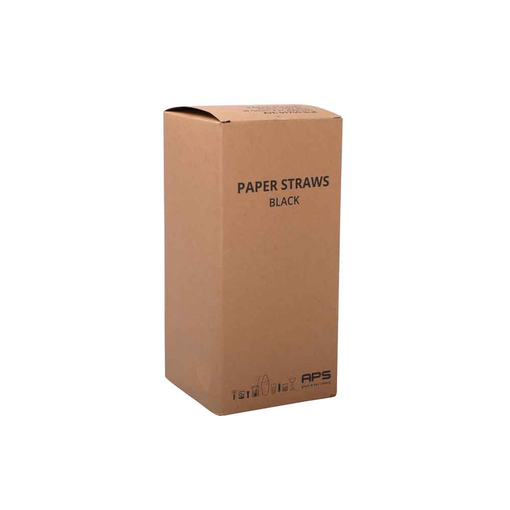 Trinkhalme Schwarz, APS, 250 Stk., Papier - 8mm x 230mm