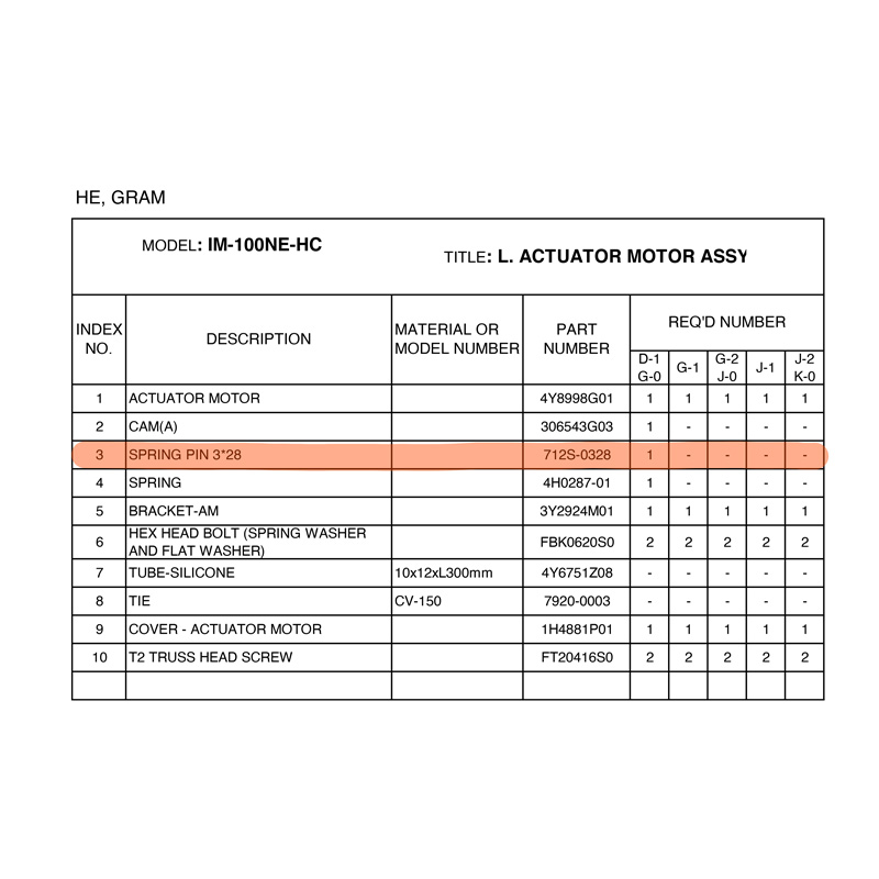 Sicherungs Splint für Arm, Hoshizaki, IM-65/IM-100/IM-130/IM-240