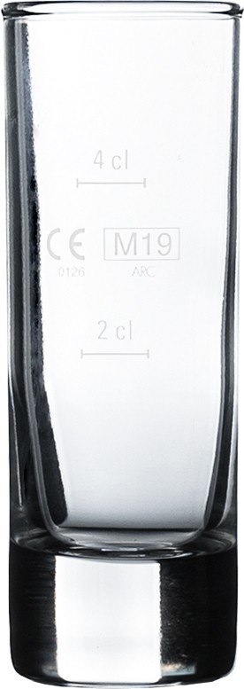 Shotglas / Schnapsglas, Arcoroc, Islande- Eichstrich: 2 cl & 4 cl
